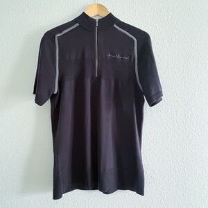 Smartwool Merino Wool 1/4 Zip Cycling Jersey Mens Black Short Sleeve Pockets